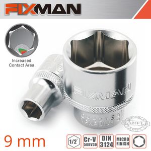 FIXMAN 1/2' Drive Hex Socket 9mm X 21.8mm